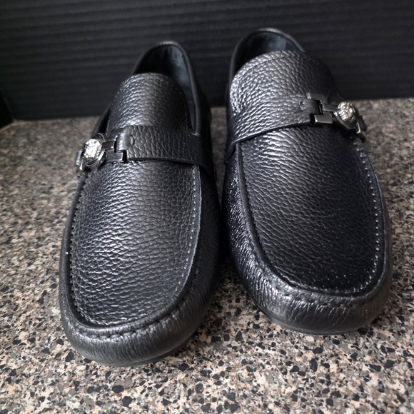 Versace Mens Black Leather Medusa Bit Loafers Slip On EU 40 Made In Italy - Picture 6 of 16